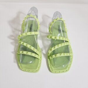 Steve Madden Skyler Neon Lime Green Studded Jelly Slides Womens Size 6 Shoes
